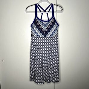 Prana Cora Geometric Print Womens Dress Sashay Indigo L